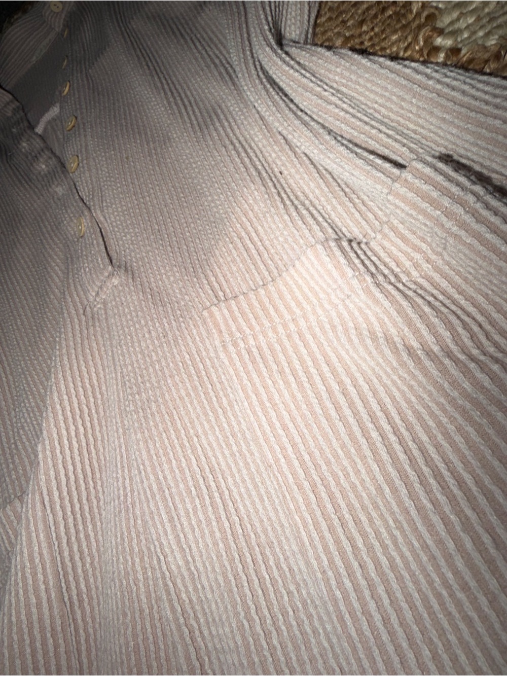 Neutral Ribbed Utility Romper | Small | Beige Collared Button Front - Picture 3 of 4